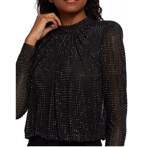 ✨🆕✨ Self-Portrait Studded Rhinestone Mesh Top - Picture 5 of 8